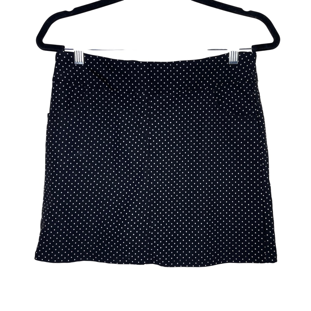 ATTYRE New York Skort Women 4 Black Polka Dot Stretch Mini Skirt Retro Classic